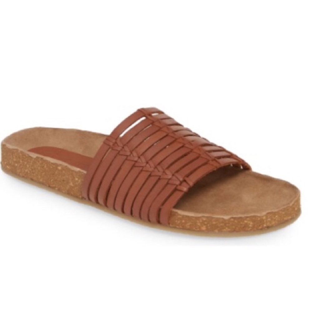 Leather slide sandals